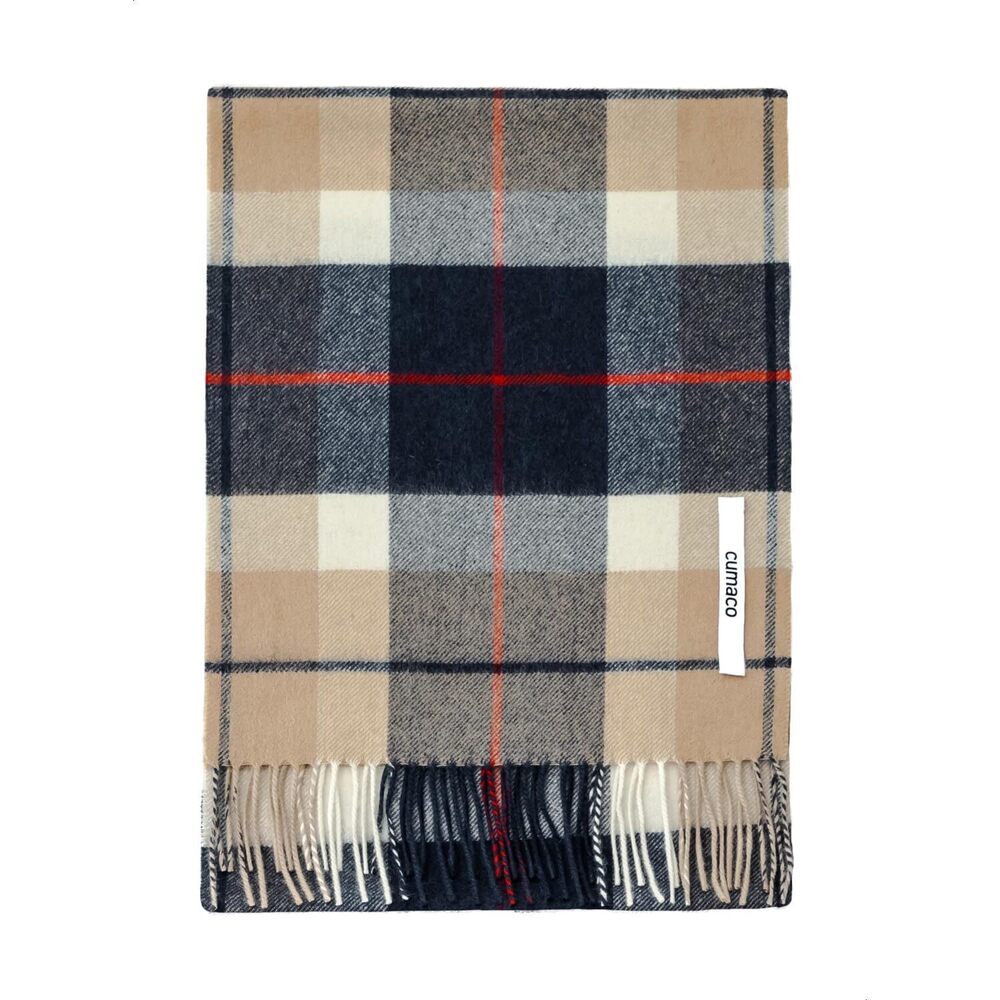 7991 09. Sand Navy Cashmere Scarf Large Thick